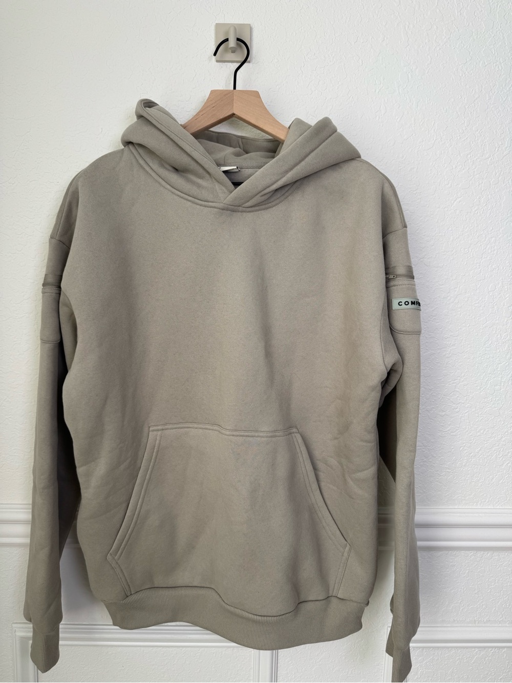 COMFRT Oversized Hoodie Small Neutral Taupe Beige Heavyweight Sweatshirt